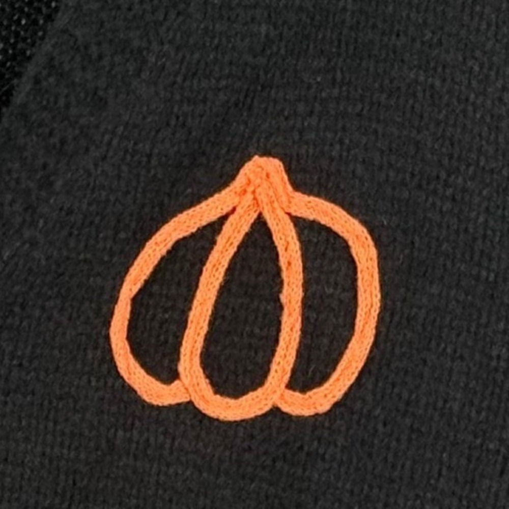 New Luna Ivy Pumpkin Knit Cardigan Womens M Black Orange Embroidered Fall Autumn - Picture 3 of 7